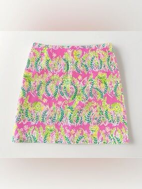 VTG Lilly Pulitzer Pink Millionaire's Row Jungle Print Pink Skirt Sz 6